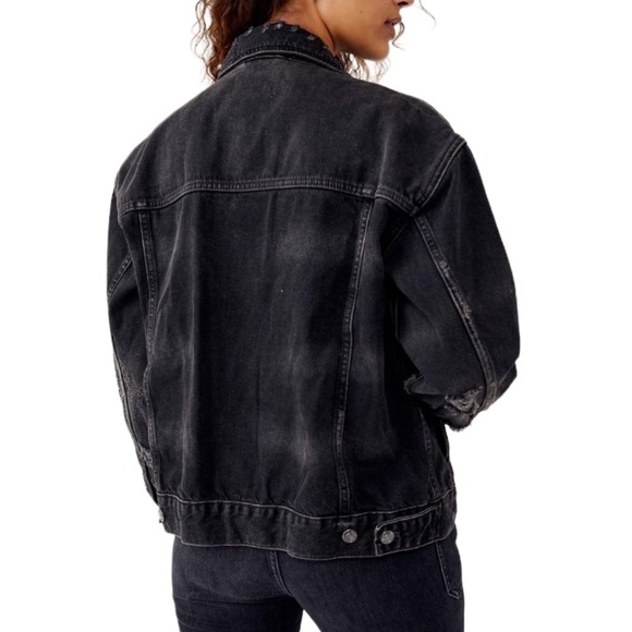 FREE PEOPLE We The Free NEW Jolene Trucker Jacket NEW Washed Black Size S - Picture 11 of 16